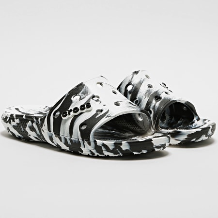Crocs - Classic Marbled Slide Negro Blanco