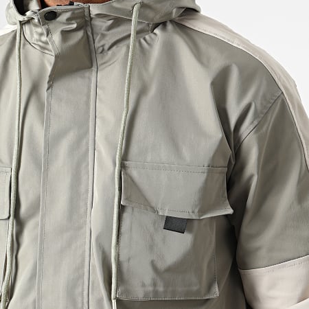Frilivin - Conjunto de chaqueta con capucha y cremallera y pantalón jogger verde caqui claro