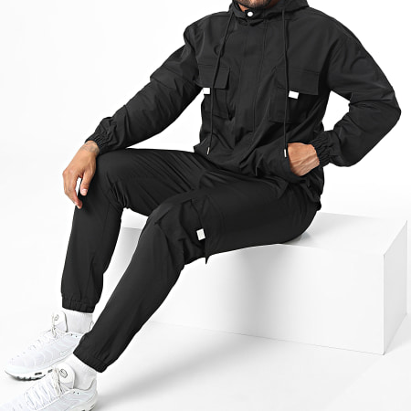 Frilivin - Conjunto de chaqueta con capucha y cremallera y pantalón jogger Negro