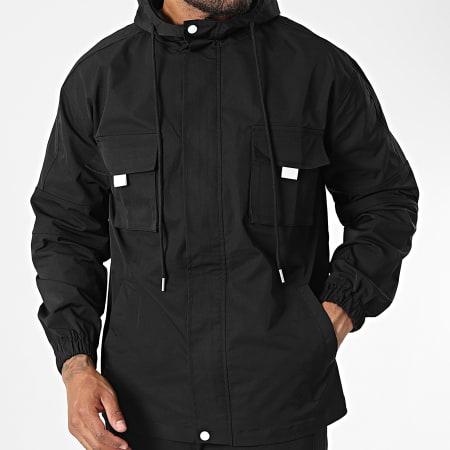Frilivin - Conjunto de chaqueta con capucha y cremallera y pantalón jogger Negro