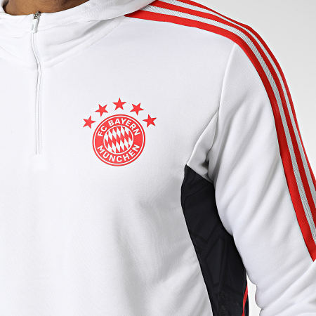 Adidas Sportswear - Sweat Col Zippé A Bandes Bayern Munich HB0637 Blanc