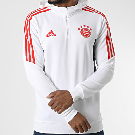 Adidas Sportswear - Sweat Col Zippé A Bandes Bayern Munich HB0637 Blanc
