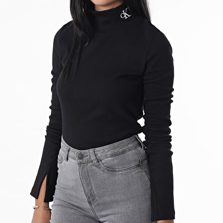 Calvin Klein - Maglietta donna Slim a maniche lunghe 0478 Nero