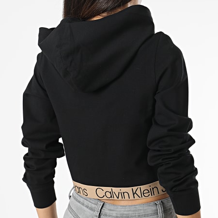 Calvin Klein - Sweat Capuche Femme Crop 9904 Noir