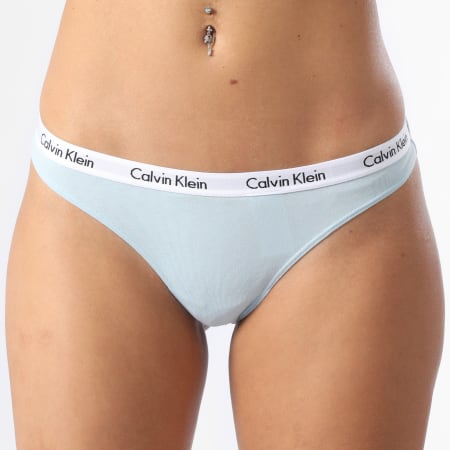 Calvin Klein - Lot De 3 Strings Femme QD3587E Blanc Bleu Clair Marron