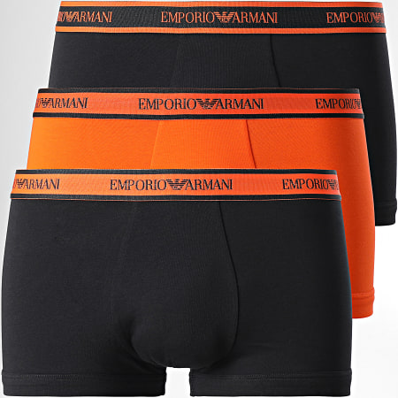 Emporio Armani - Juego De 3 Boxers 111357 2F717 Negro Naranja
