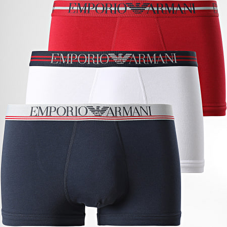 Emporio Armani - Juego De 3 Boxers 111357 2F723 Blanco Rojo Azul Marino