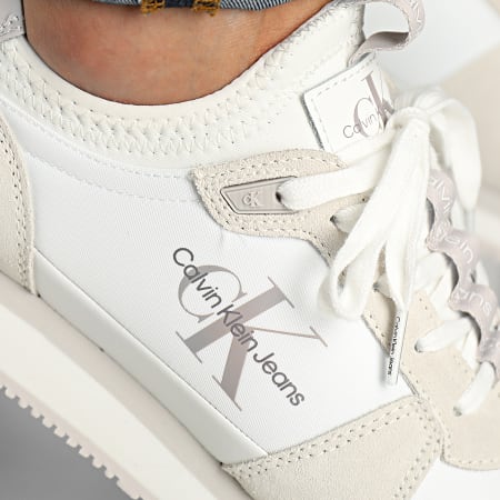 Calvin Klein - Zapatillas Runner Sock Lace Up 0553 Blanco Brillante