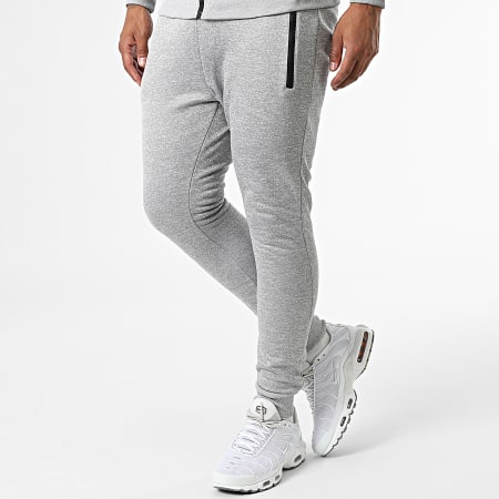 Classic Series - 2935 Set giacca con zip e pantaloni da jogging con cappuccio grigio erica