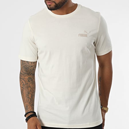 Puma - Camiseta Essential Embroidery Logo Beige