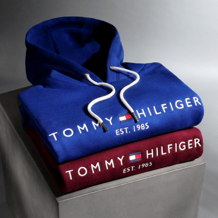 Tommy Hilfiger - Sudadera con capucha Logo 1599 Burdeos