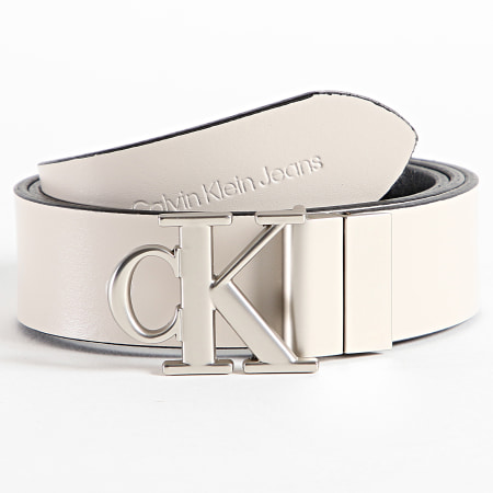 Calvin Klein - Cintura reversibile da donna Piastra mono rotonda 0154 Nero Beige