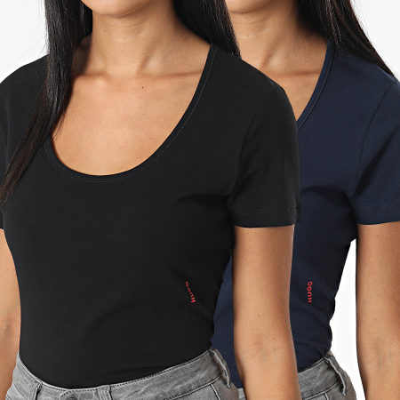 HUGO - Lote De 2 Camisetas De Mujer 50480161 Negro Azul Marino