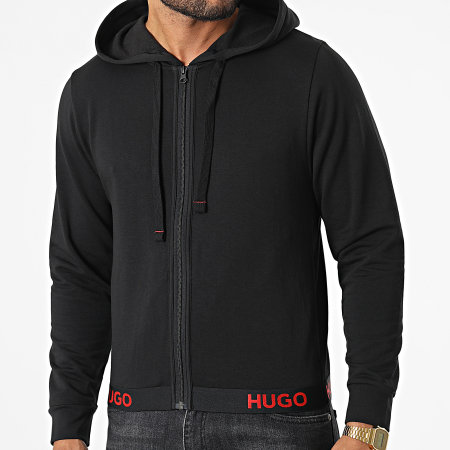 HUGO - Sporty Logo Hooded Zip Sweat Top 50480568 Nero