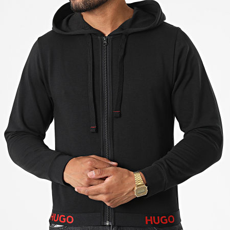 HUGO - Sporty Logo Hooded Zip Sweat Top 50480568 Nero