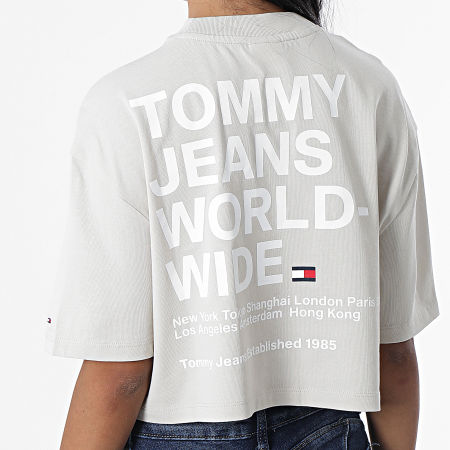 Tommy Jeans - Maglietta donna Worldwide 3729 Beige Crop