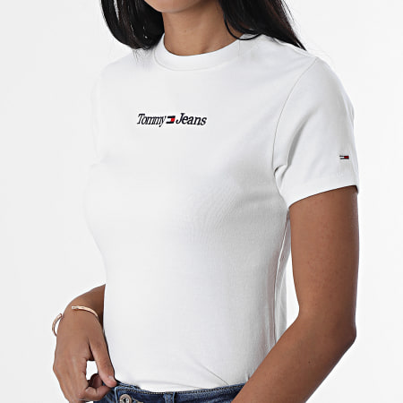 Tommy Jeans - T-shirt donna Baby Serif Linear Slim 4364 Bianco
