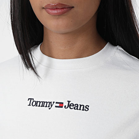 Tommy Jeans - Tee Shirt Slim Femme Baby Serif Linear 4364 Blanc