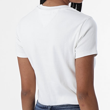 Tommy Jeans - Baby Serif Camiseta Linear Slim Mujer 4364 Blanco