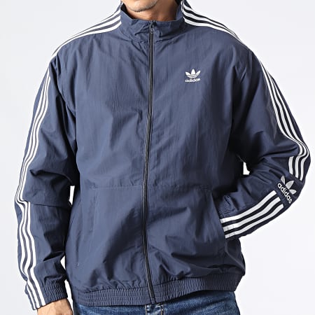Adidas Originals - Giacca con zip a strisce blu scuro
