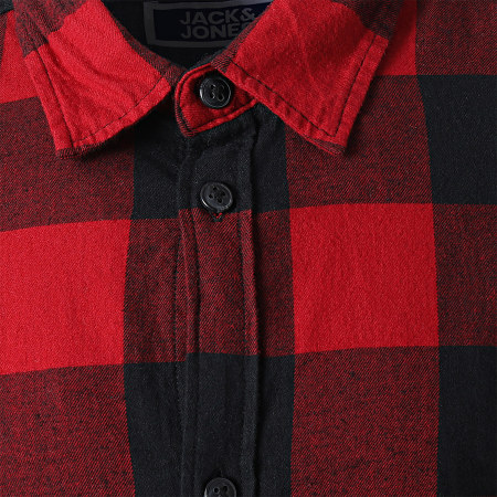 Jack And Jones - Camicia da bambino a maniche lunghe in twill gingham rosso e nero