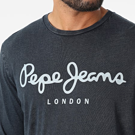 Pepe Jeans - Tee Shirt Manches Longues Essential Denim Bleu Marine