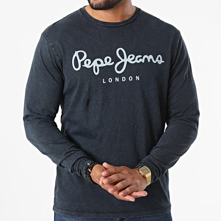 Pepe Jeans - Tee Shirt Manches Longues Essential Denim Bleu Marine