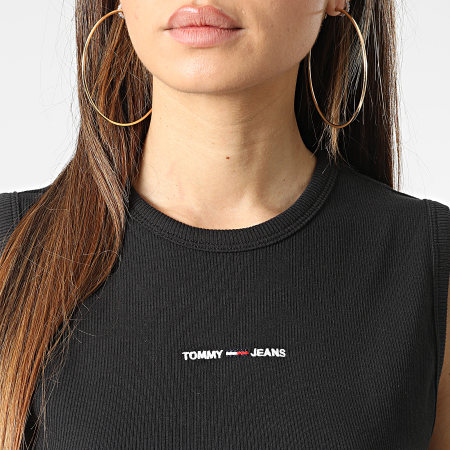 Tommy Jeans - Camiseta de tirantes para mujer Tiny Crop Linear Negro