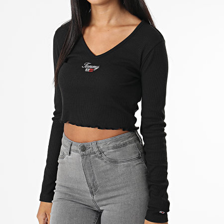 Tommy Jeans - Tee Shirt Manches Longues Femme Crop Baby 3626 Noir