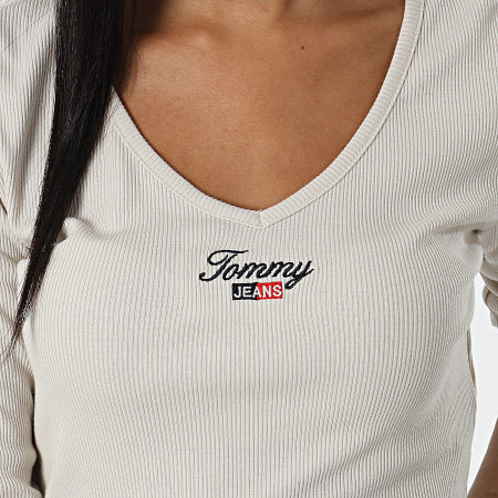 Tommy Jeans - Tee Shirt Donna Manica lunga Crop Baby 3626 Beige
