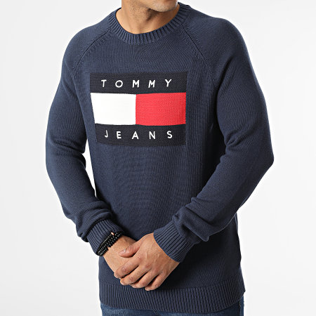 Tommy Jeans - Pull Regular Flag 5061 Bleu Marine