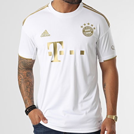 Adidas Sportswear - Tee Shirt De Sport A Bandes Bayern Munich HI3886 Blanc