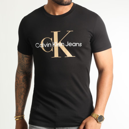 Calvin Klein - Camiseta Monograma Temporada 0806 Negro Beige