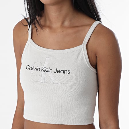 Calvin Klein - Camiseta de tirantes con monograma para mujer Towelling 8128 Beige