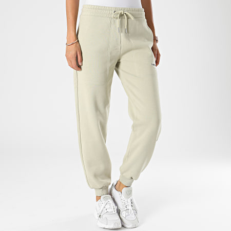 Calvin Klein - Pantalones de chándal con puños monograma para mujer 8971 Verde caqui claro