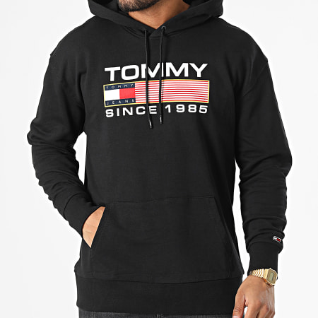 Tommy Jeans - Sudadera con capucha Regular Athletic Logo 5009 Negro