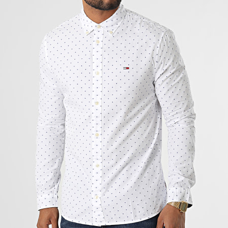 Tommy Jeans - Camicia Essential Dobby a maniche lunghe 5111 Bianco