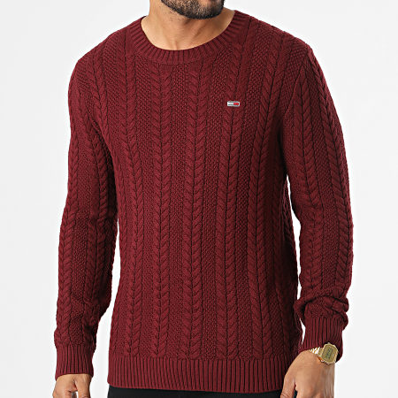 Tommy Jeans - Pull Regular Cable 5059 Bordeaux