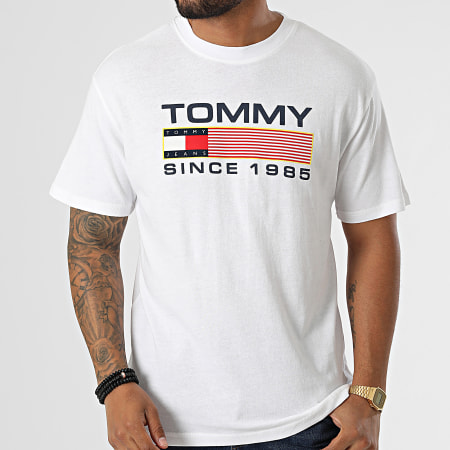 Tommy Jeans - Tee Shirt Classic Athletic Twisted Logo 4991 Bianco