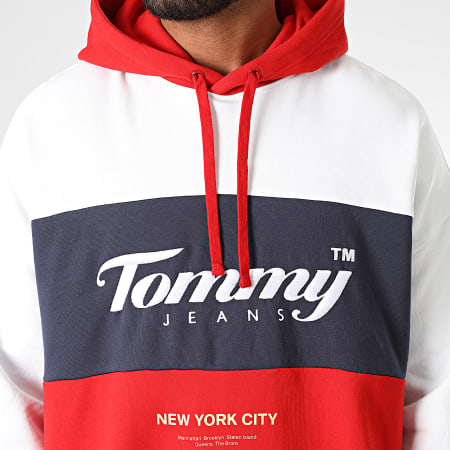 Tommy Jeans - Archivo 4200 Blanco Azul Marino Rojo Sudadera con capucha tricolor