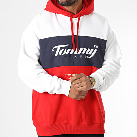 Tommy Jeans - Archivo 4200 Blanco Azul Marino Rojo Sudadera con capucha tricolor