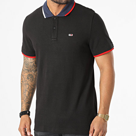 Tommy Jeans - Polo Manches Courtes Regular Flag 5076 Noir
