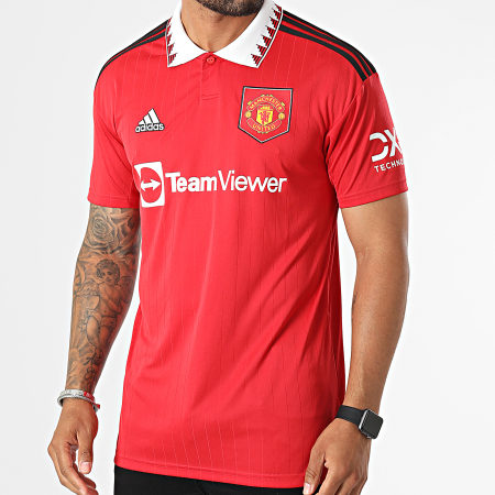 Adidas Sportswear - Polo Manches Courtes De Sport Manchester United H13881 Rouge