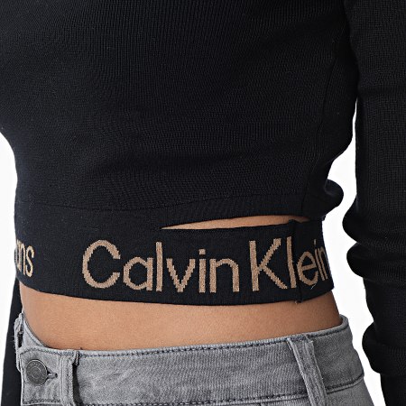 Calvin Klein - Felpa girocollo donna Logo Intarsia 9787 Nero