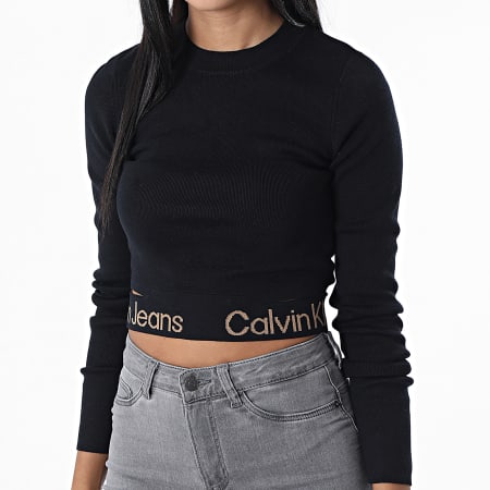 Calvin Klein - Sweat Crewneck Femme Waist Logo Intarsia 9787 Noir