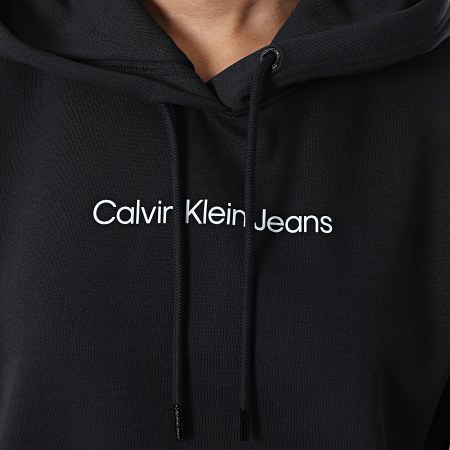 Calvin Klein - Sudadera con capucha para mujer Shrunken Institution 9910 Negro
