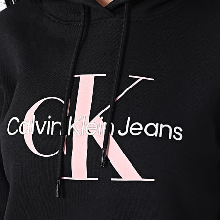 Calvin Klein - Sudadera con capucha Iconic Monologo 9949 Negro de mujer