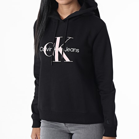 Calvin Klein - Sudadera con capucha Iconic Monologo 9949 Negro de mujer