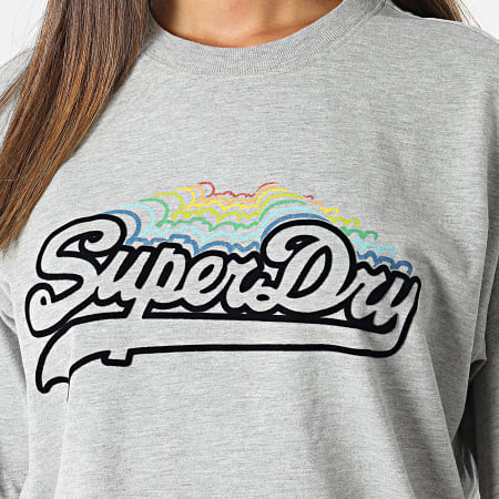 Superdry - Camiseta de mujer Vintage Rainbow Logo Camiseta Heather Grey