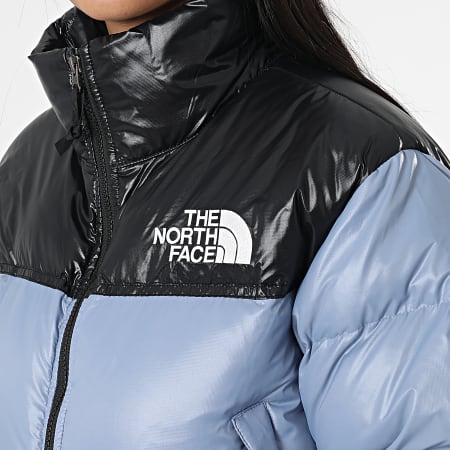 The North Face - Abrigo de mujer Crop Nuptse Azul claro